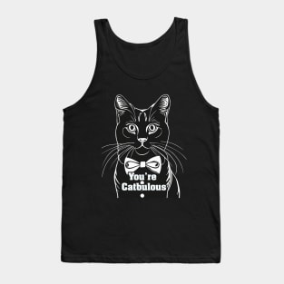 You’re Catbulous - Elegant Cat in Black and White with a Tie Tank Top